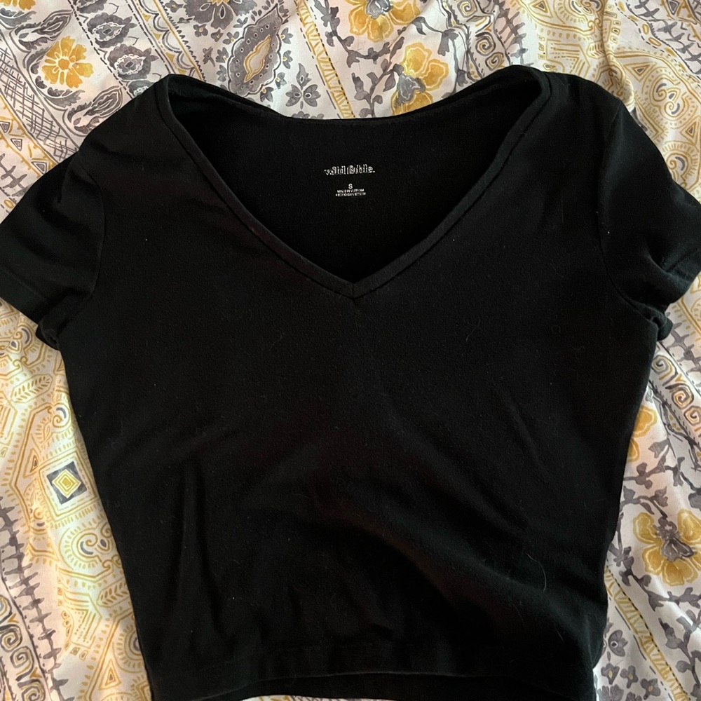 Wild Fable Black Crop Fitted Tee